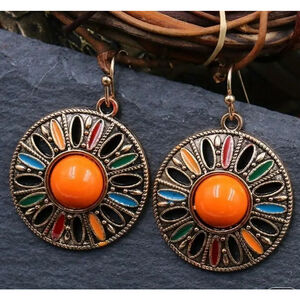 Retro styled Round Geometric Earrings Bohemian Style